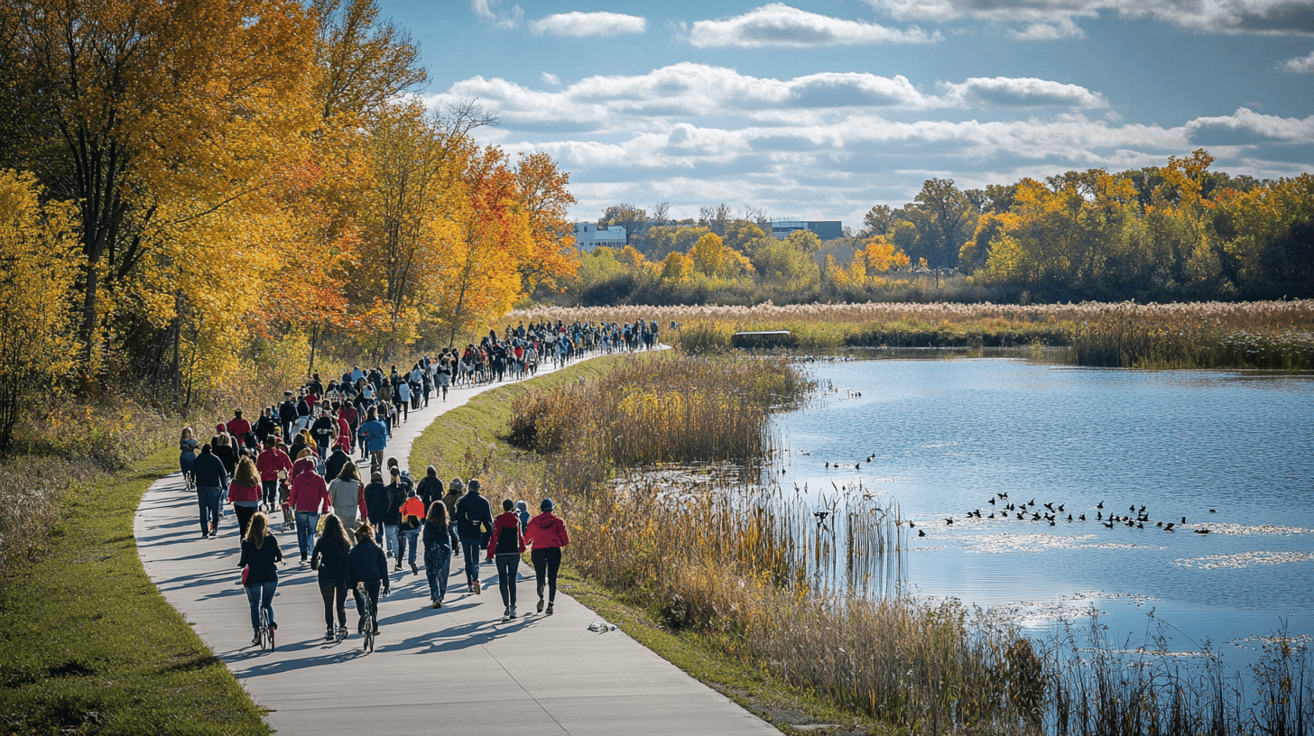 AI generated image of a community walk