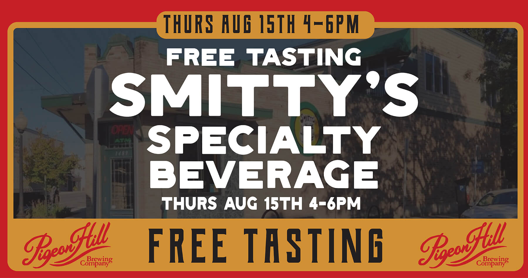 Advertisement for free beer sampling at Smitty's Specialty Beverage