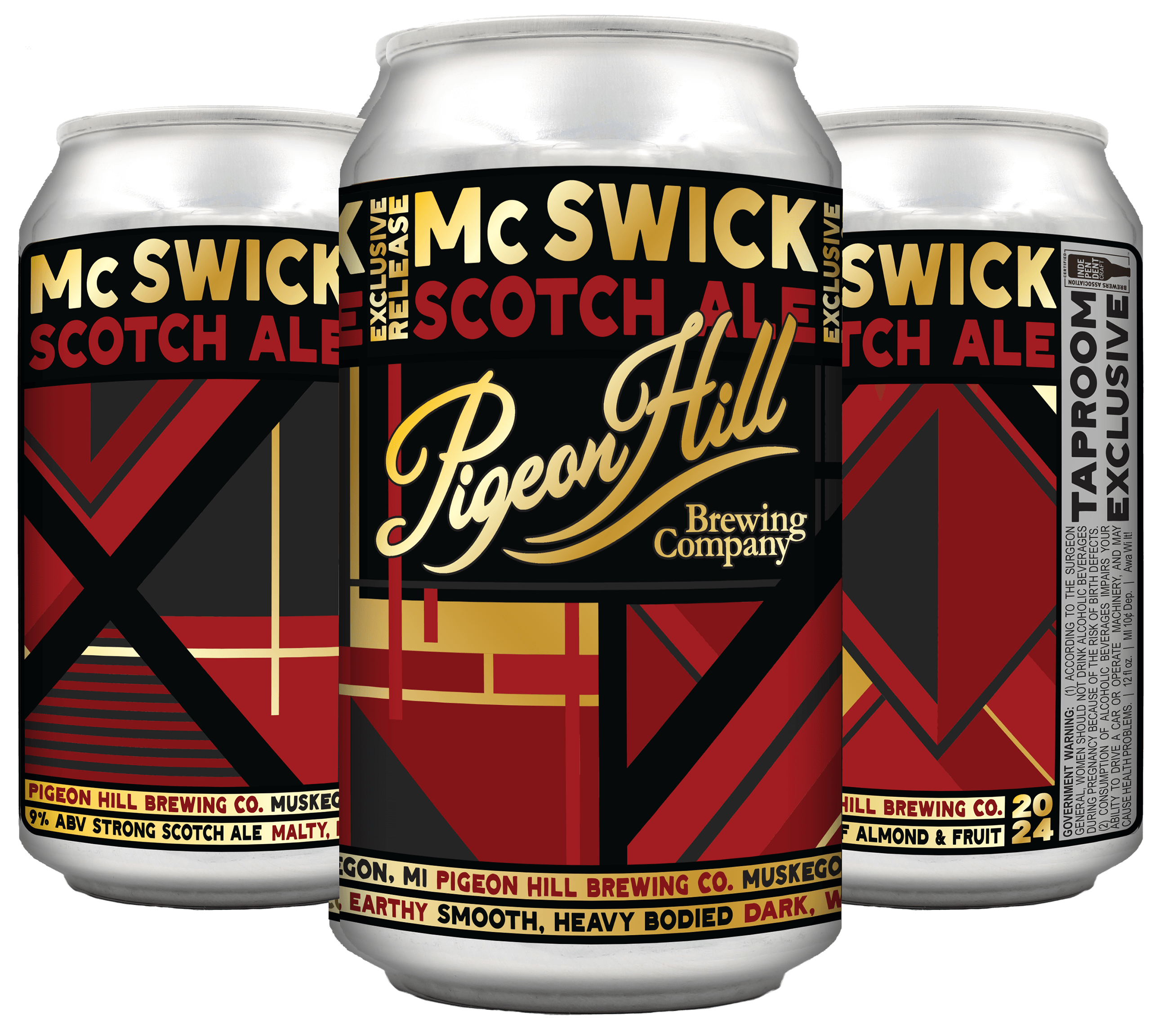 Three cans of McSwick Scotch Ale, a Black Friday release at Pigeon Hill