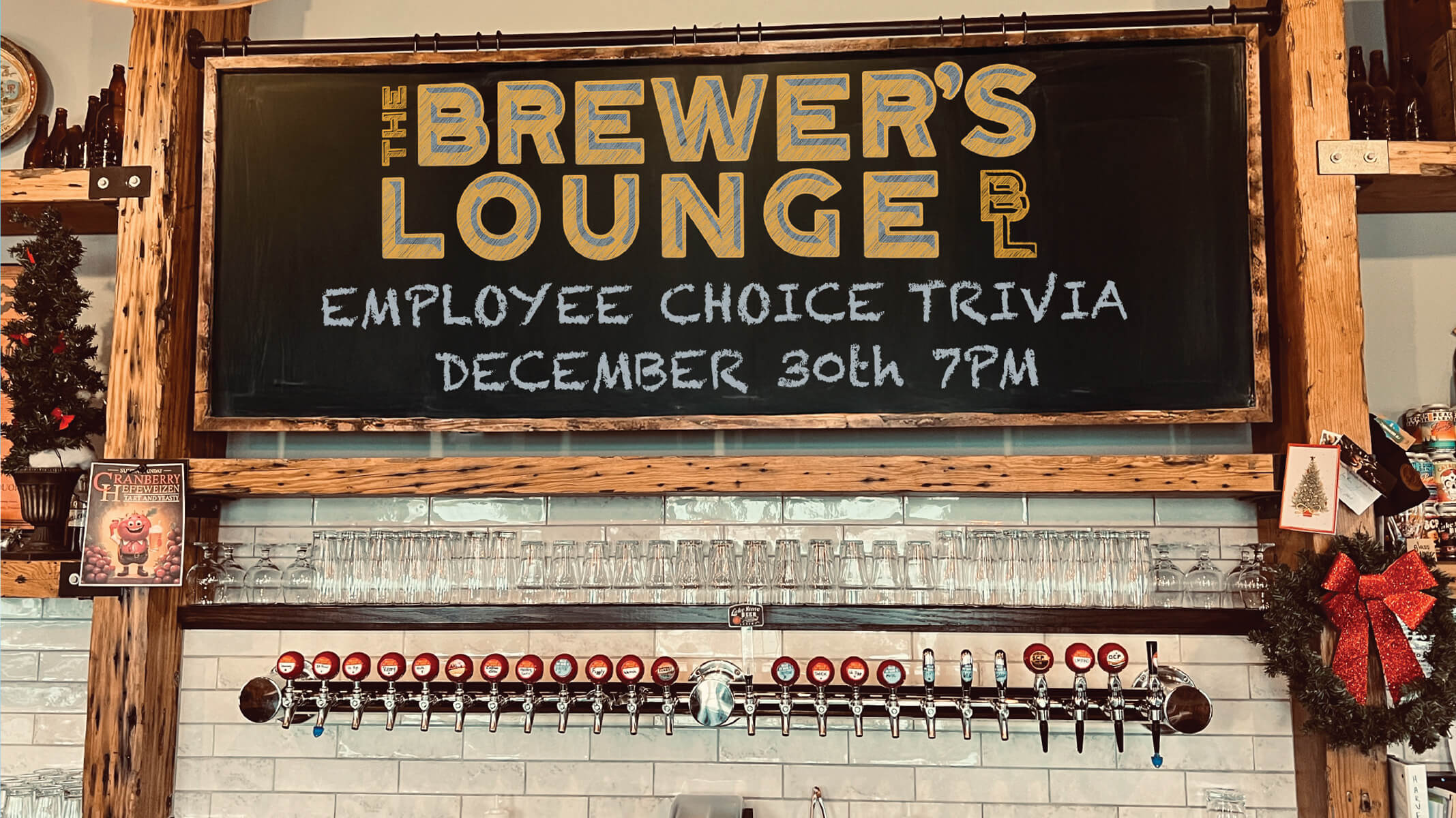 Banner advertising Trivia Night at Pigeon Hill's brewer's lounge