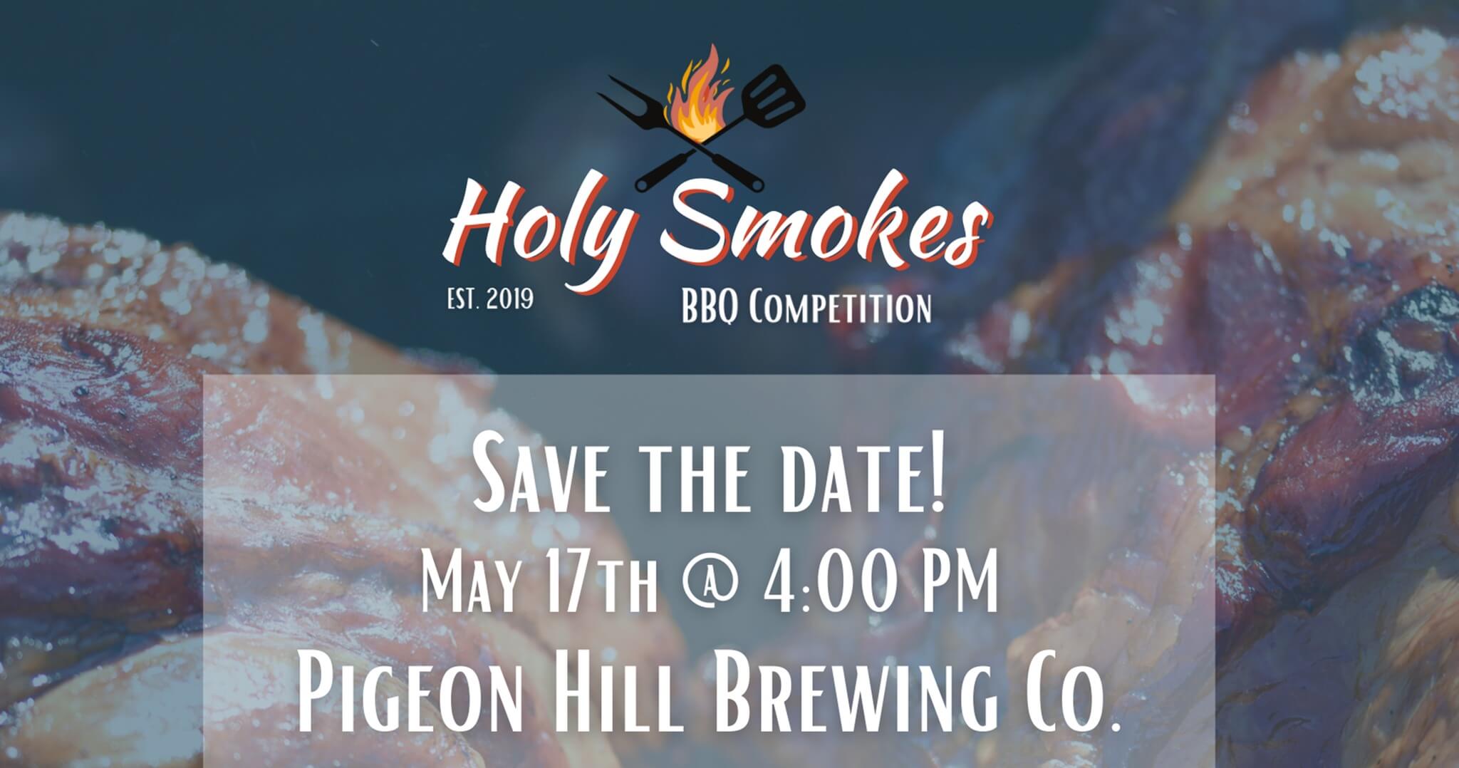 Save the date banner for Holy Smokes BBQ Competition