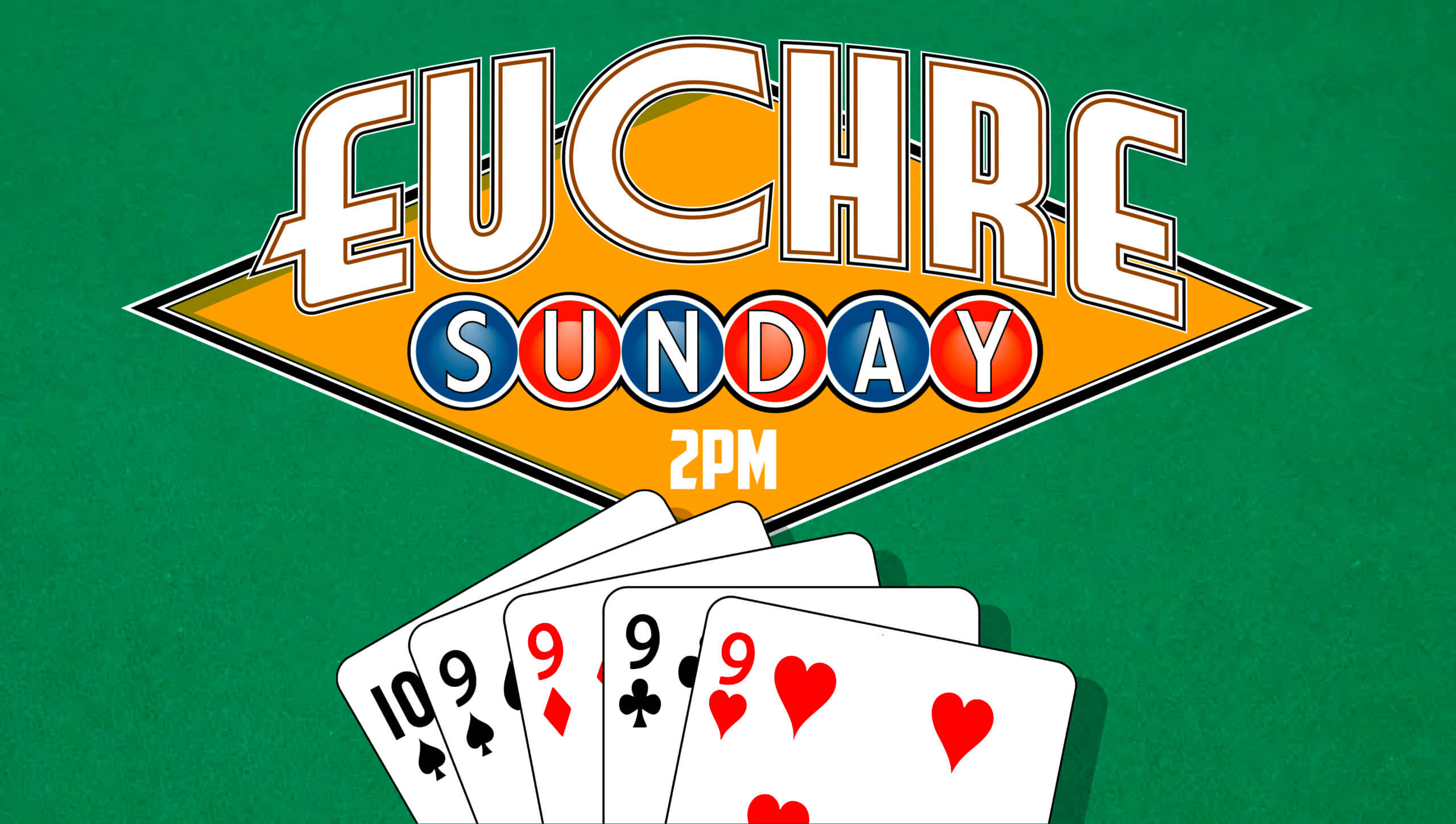 Banner advertising Sunday Euchre at the Brewer's Lounge