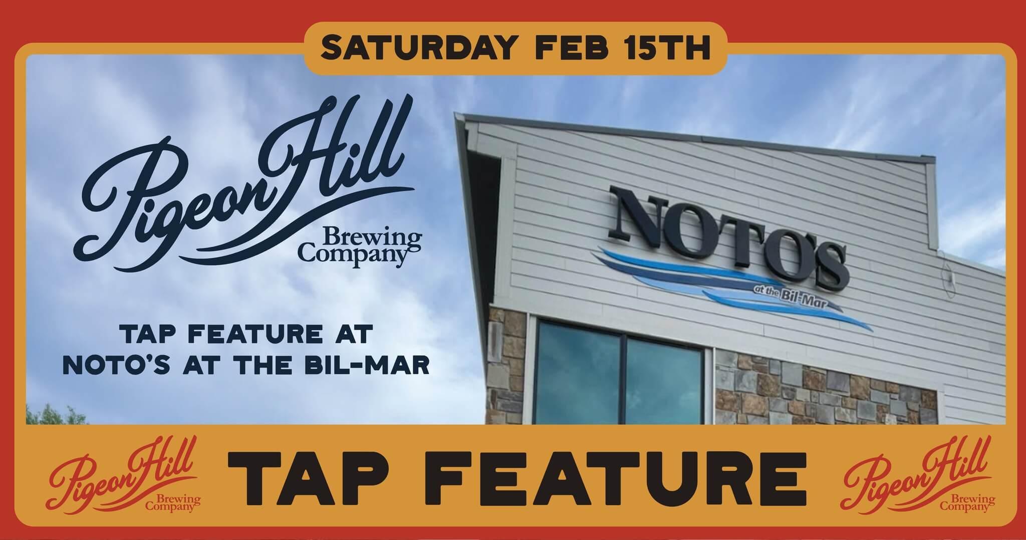 Advertisement for Pigeon Hill Tap Feature at Noto's in Grand Haven