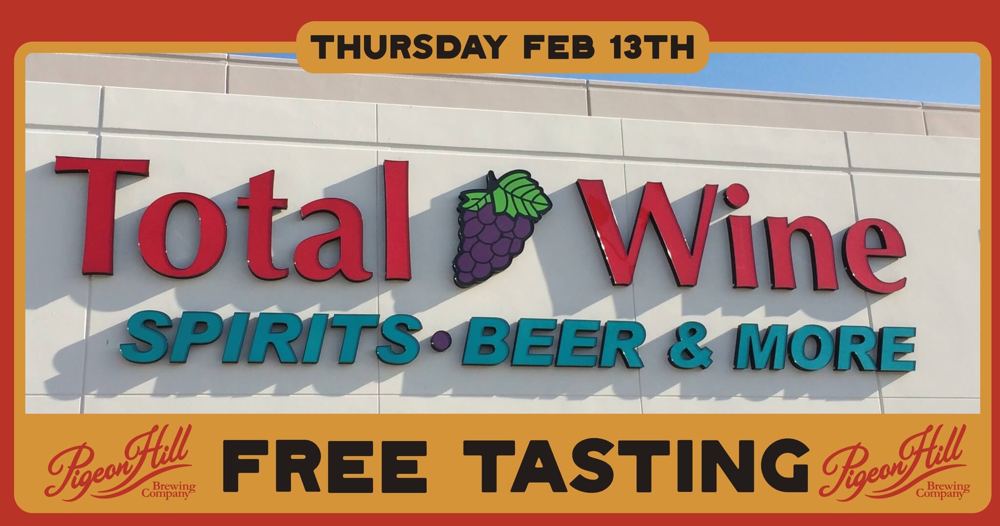 Banner advertising Pigeon Hill Sampling at Total Wine in Novi