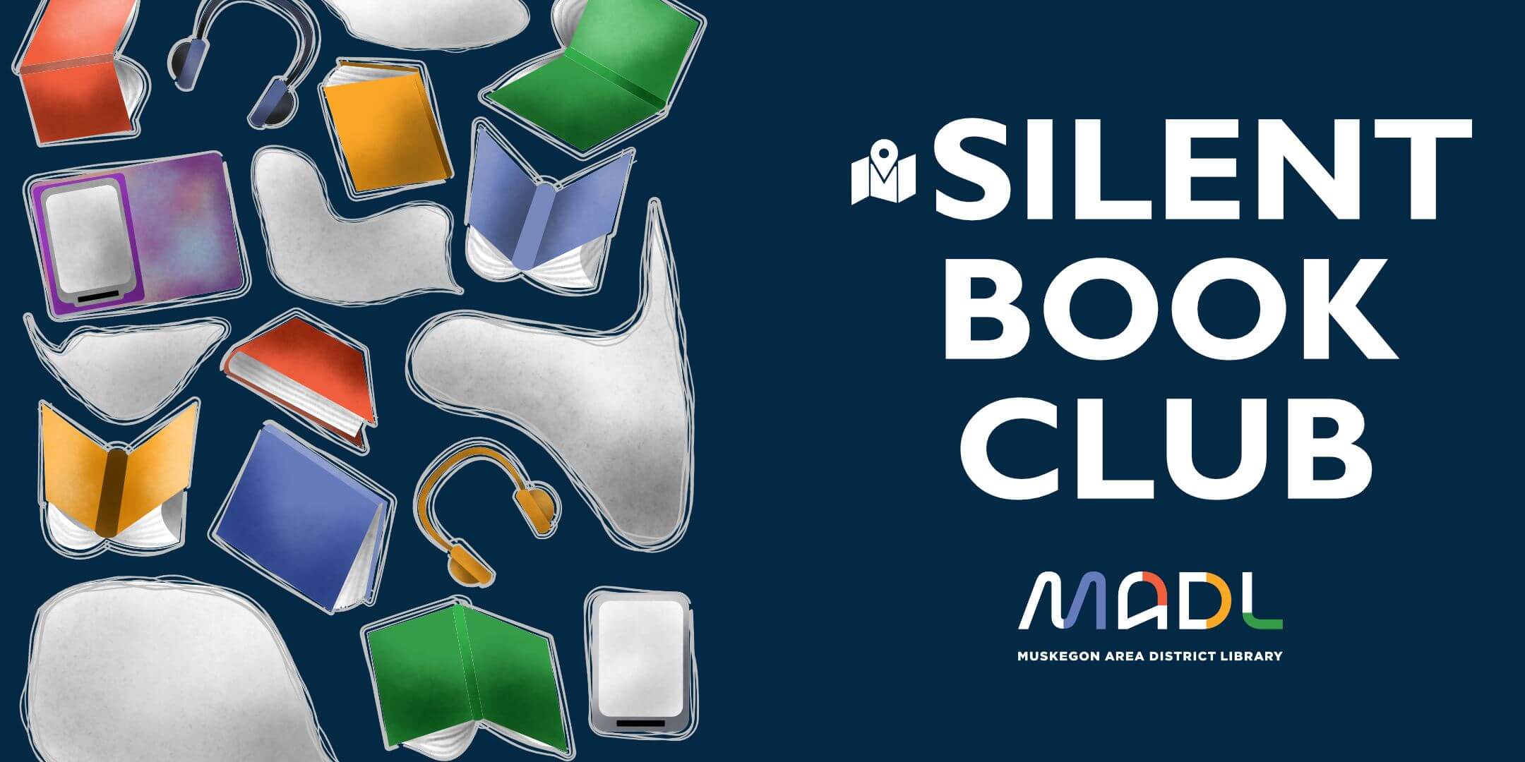 Banner advertising Silent Book Club at Pigeon Hill's Brewer's Lounge