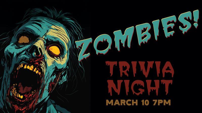 Banner advertising Zombie Trivia at Pigeon Hill's Brewer's Lounge