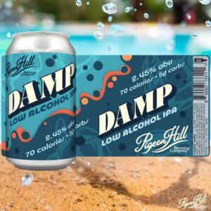 Can of Pigeon Hill's Damp IPA showing the full label