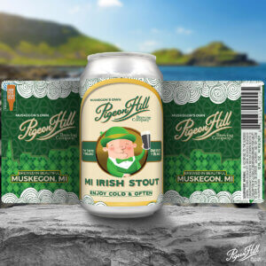 Image showing the can label for MI Irish Stout from Pigeon Hill Brewing