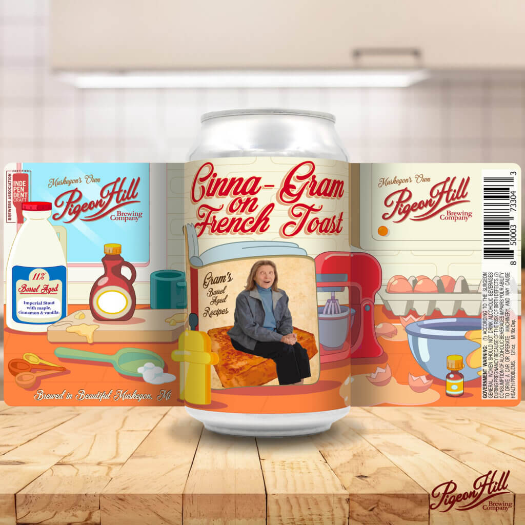 Can of Pigeon Hill's Cinna-Gram on French Toast showing the full label