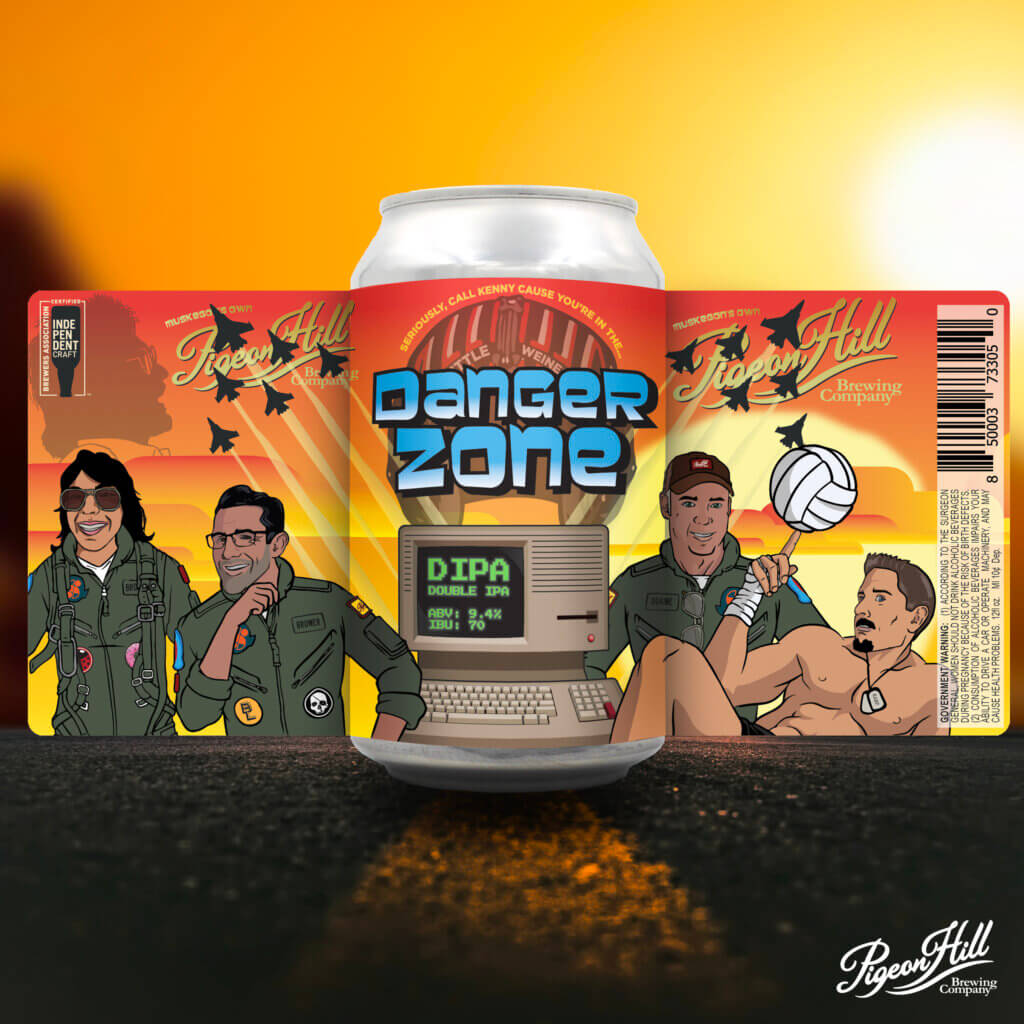 Can of Pigeon Hill's Danger Zone DIPA showing the full label