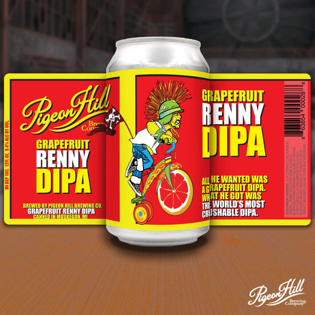 Can of Pigeon Hill's Grapefruit Renny DIPA with the full label showing.