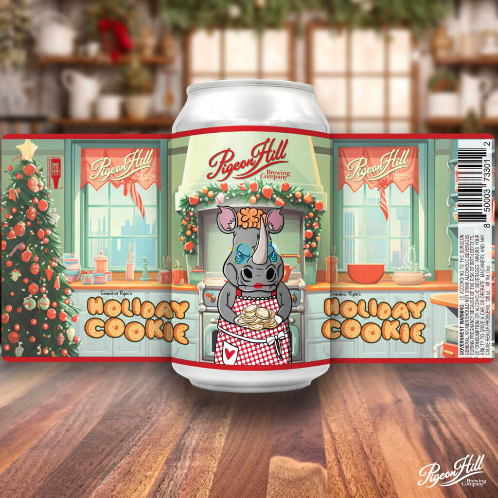 Can of Pigeon Hill's Holiday Cookie ale showing the full label