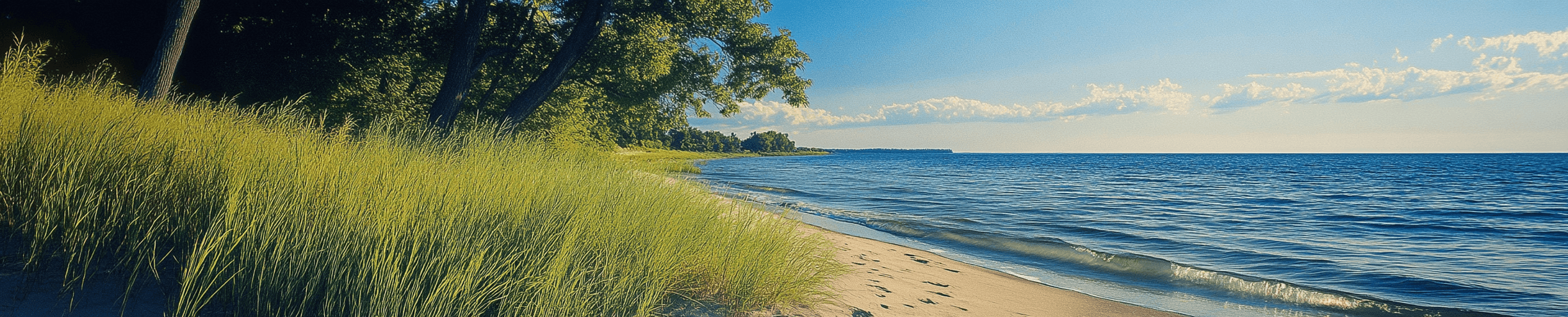 AI generated photograph of summer in Muskegon showing the beach