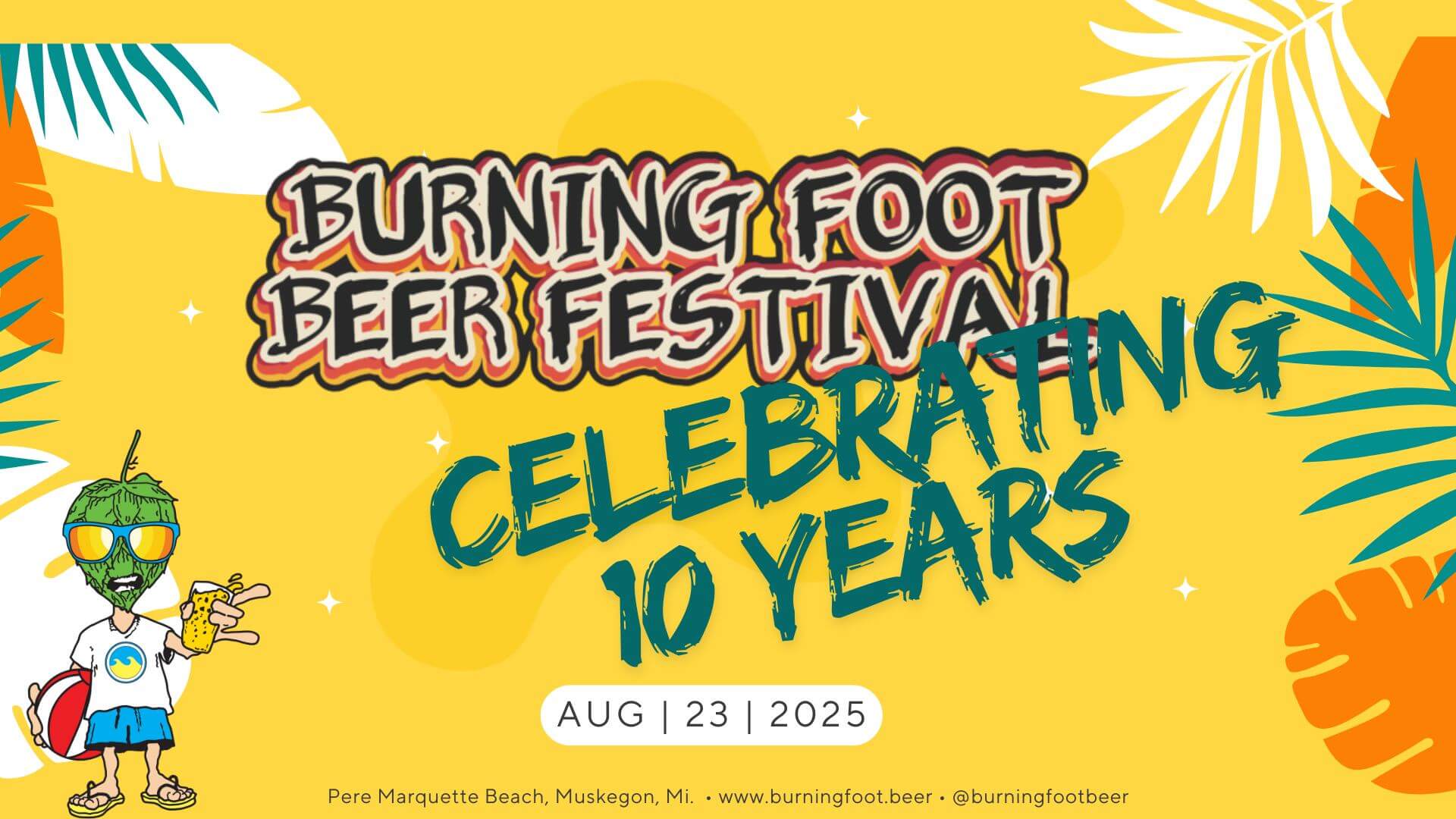 Banner advertising burning foot beer festival in Muskegon
