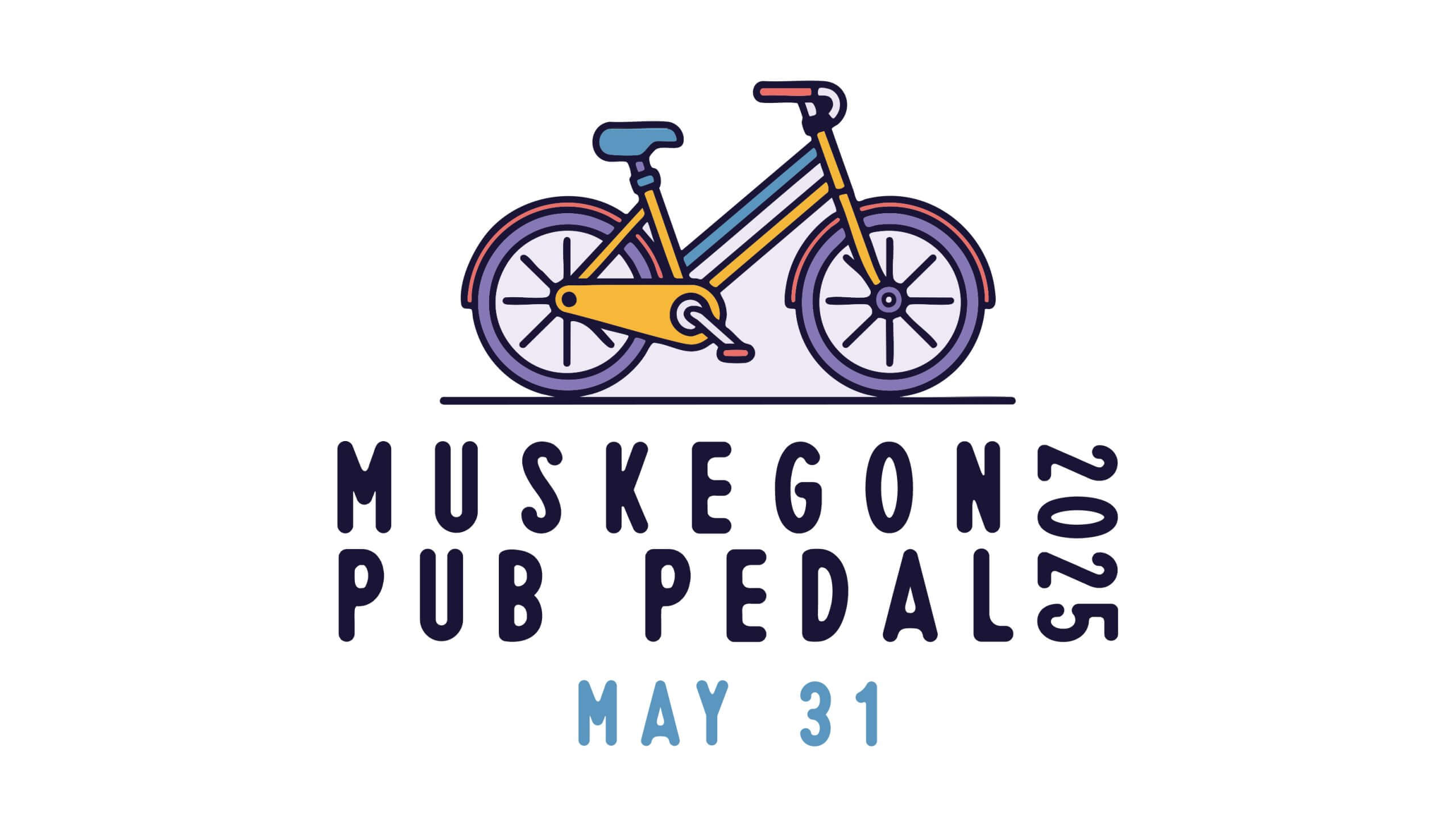 Banner with a bike image celebrating the 19th Annual Muskegon Pub Pedal