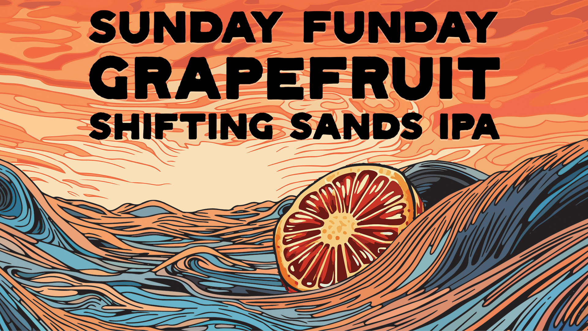 Banner advertising Grapefruit Shifting Sands IPA at the Brewer's Lounge in Muskegon