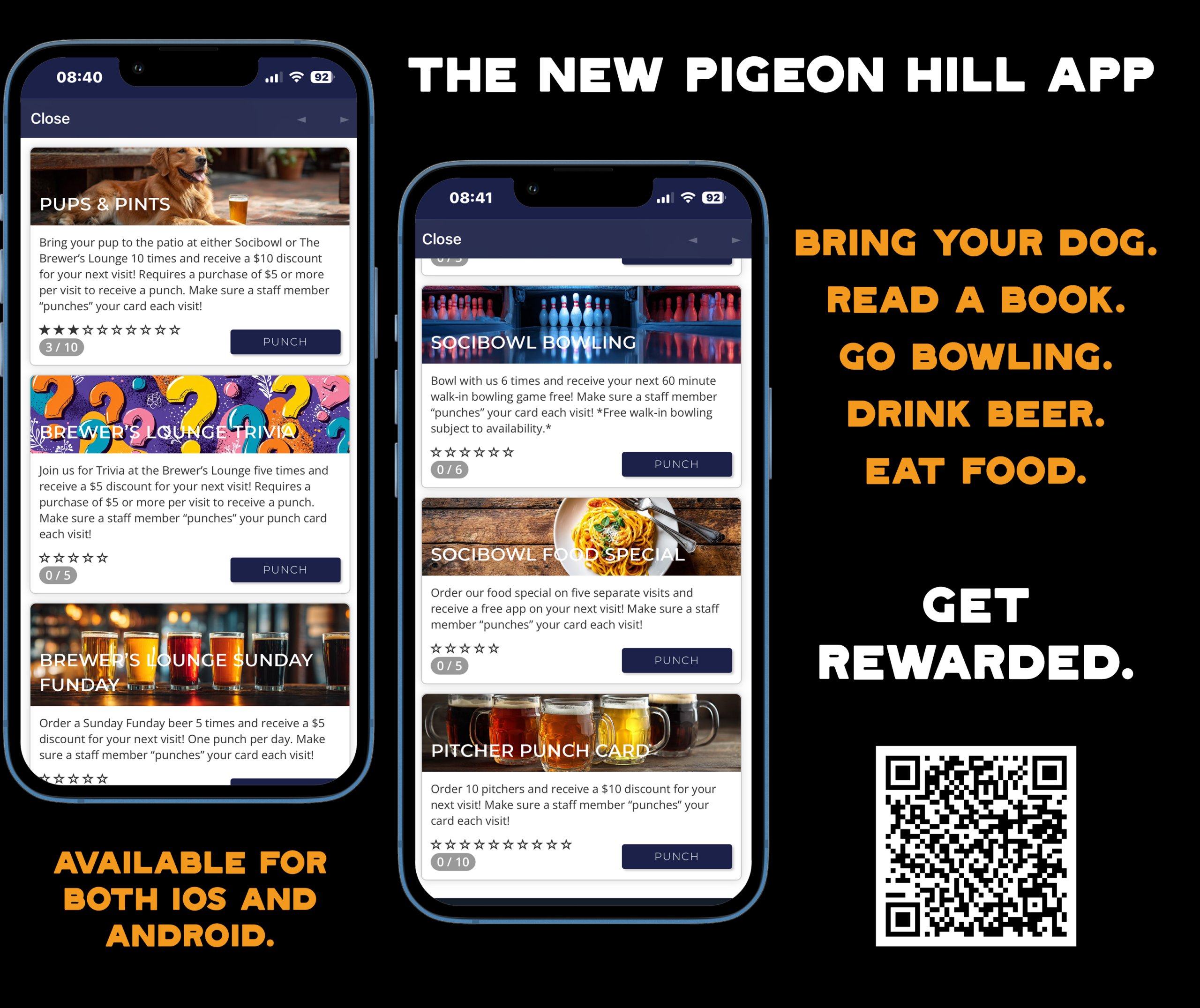 Ad for pigeon hill app showing punch cards