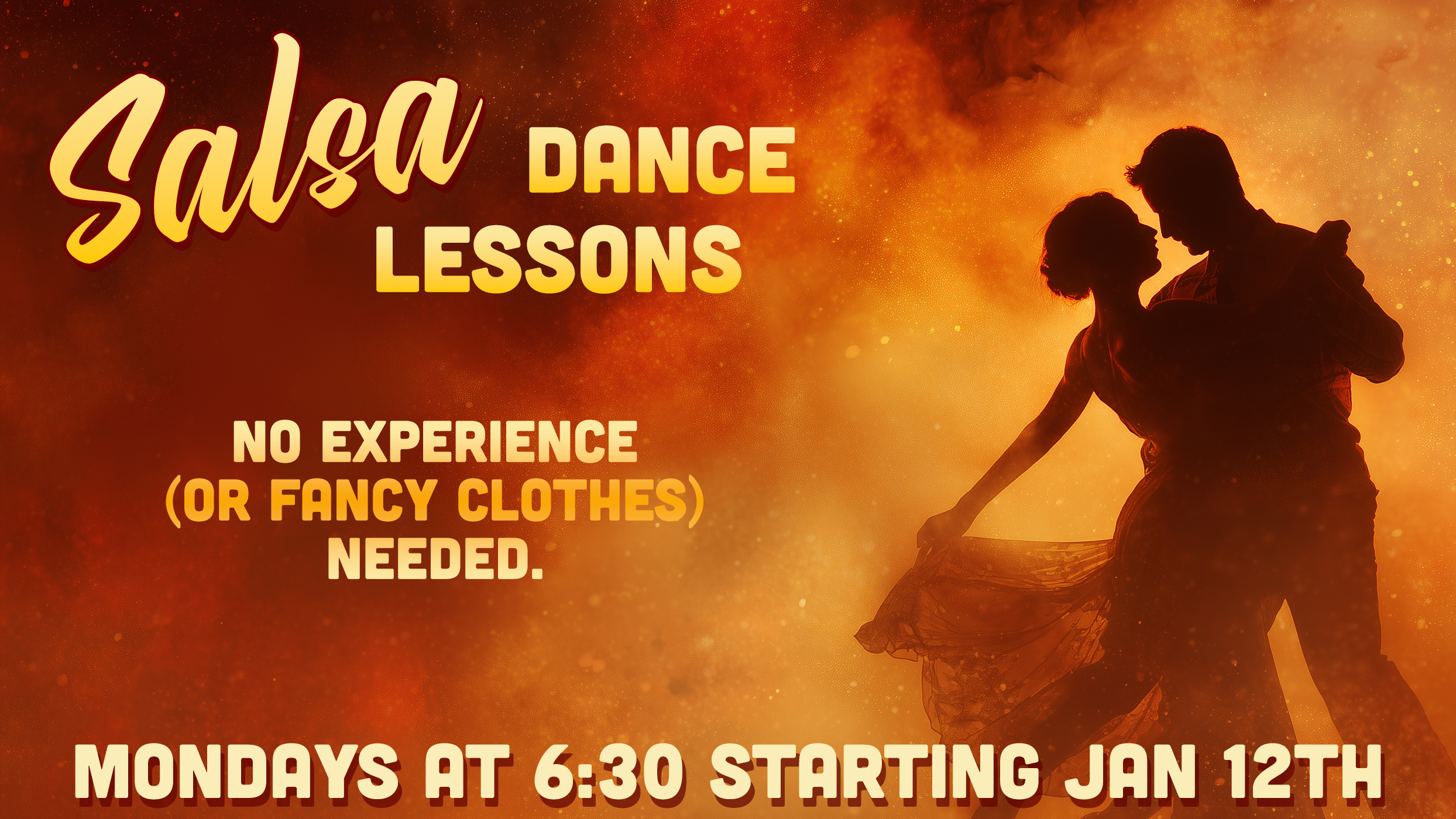 Banner advertising beginner salsa lessons at Pigeon Hill Brewing in Muskegon