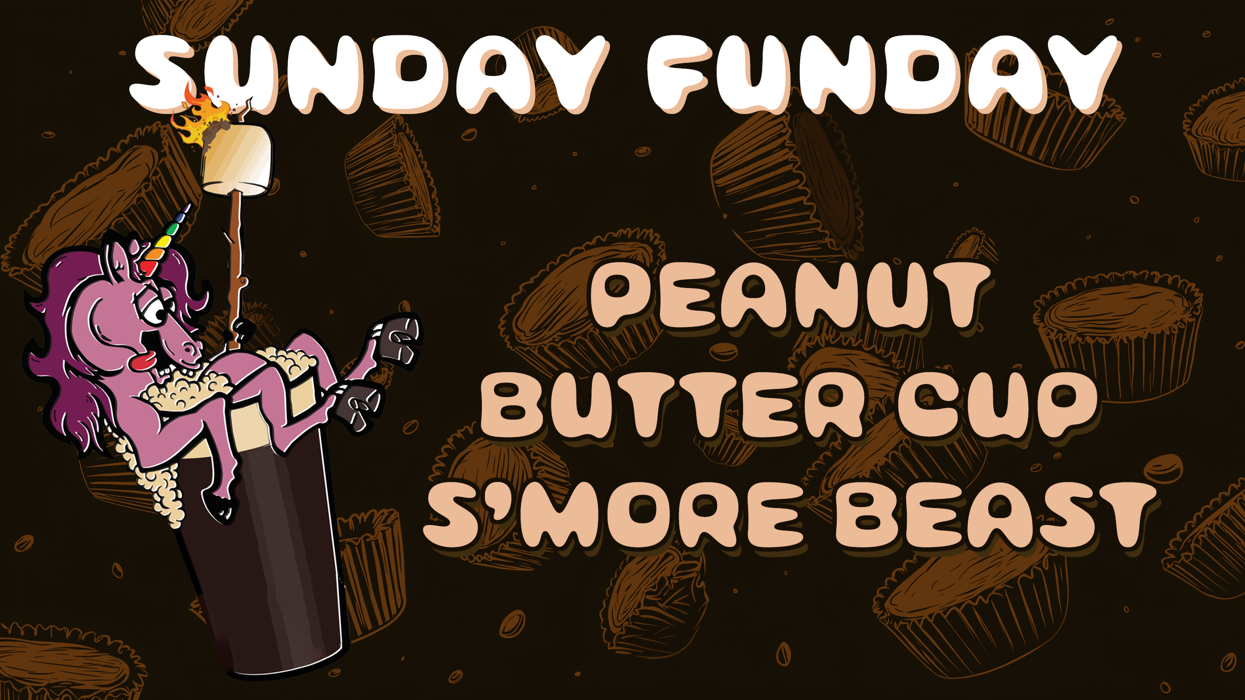 Banner advertising Sunday Funday S'more Beast Imperial stout release at Pigeon Hill Brewing in Muskegon MI