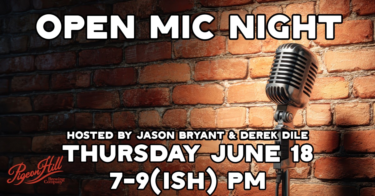 Muskegon open mic night on Thursday June 18 at Pigeon Hill Brewing in Muskegon