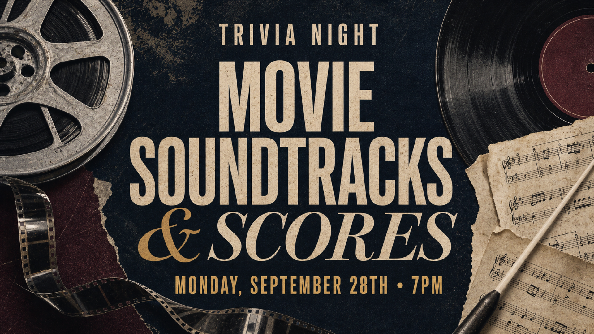 Join us Monday, September 28 for Movie Soundtracks & Scores Trivia at Pigeon Hill! Free Muskegon trivia night with craft beer, prizes and more.