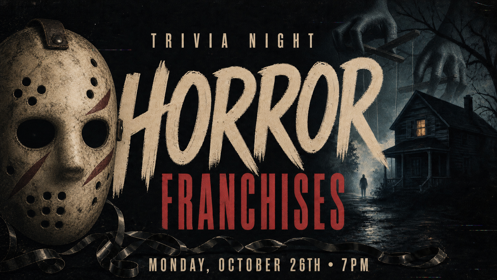 Trivia Night: Horror Franchises 2 trivia night in muskegon at pigeon hill brewing. monday october 26th. trivia night is halloween and horror franchises themed