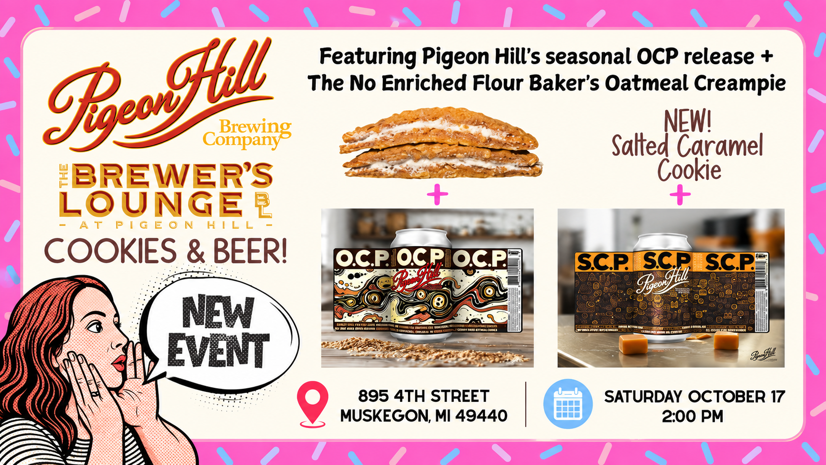 Cookies & Beer! O.C.P. Release + The No Enriched Flour Baker 2 Join The No Enriched Flour Baker on Saturday, October 17th at 2pm at Pigeon Hill Brewing Company for the beer & cookie release of O.C.P & S.C.P.